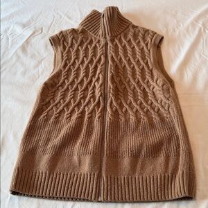COS Tan Cable Knit Zip Up Sweater Vest